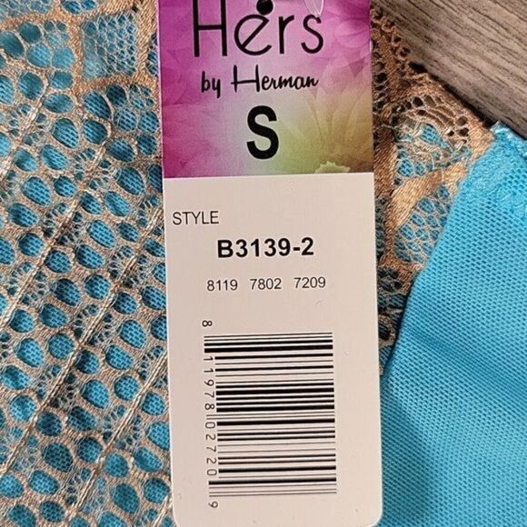 Hers by Herman Blue Lace Bra & Panty Set Sz 32B - Picture 8 of 9